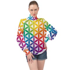 Heart Energy Medicine High Neck Long Sleeve Chiffon Top by Ket1n9