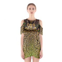 Peacock Feathers Wheel Plumage Shoulder Cutout One Piece Dress by Ket1n9