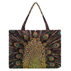 Peacock Feathers Wheel Plumage Zipper Medium Tote Bag by Ket1n9