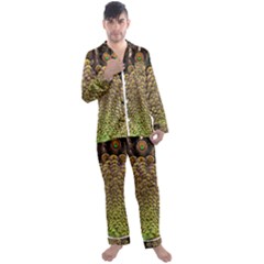 Peacock Feathers Wheel Plumage Men s Long Sleeve Satin Pajamas Set by Ket1n9