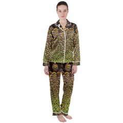 Peacock Feathers Wheel Plumage Women s Long Sleeve Satin Pajamas Set	 by Ket1n9