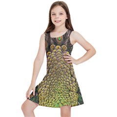 Peacock Feathers Wheel Plumage Kids  Lightweight Sleeveless Dress by Ket1n9