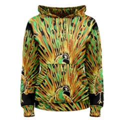 Unusual Peacock Drawn With Flame Lines Women s Pullover Hoodie by Ket1n9