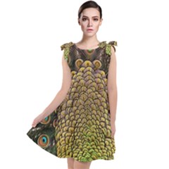 Peacock Feathers Wheel Plumage Tie Up Tunic Dress by Ket1n9