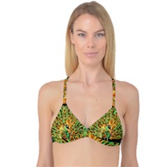 Unusual Peacock Drawn With Flame Lines Reversible Tri Bikini Top by Ket1n9