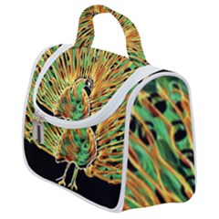 Unusual Peacock Drawn With Flame Lines Satchel Handbag by Ket1n9