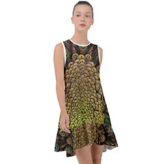 Peacock Feathers Wheel Plumage Frill Swing Dress by Ket1n9