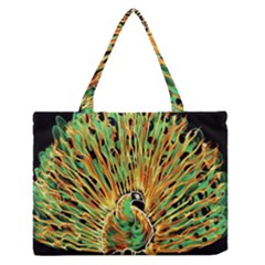 Unusual Peacock Drawn With Flame Lines Zipper Medium Tote Bag by Ket1n9