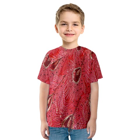 Red Peacock Floral Embroidered Long Qipao Traditional Chinese Cheongsam Mandarin Kids  Sport Mesh T-shirt by Ket1n9