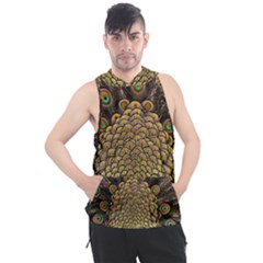 Peacock Feathers Wheel Plumage Men s Sleeveless Hoodie by Ket1n9