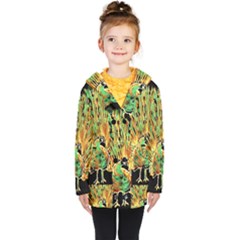 Unusual Peacock Drawn With Flame Lines Kids  Double Breasted Button Coat by Ket1n9