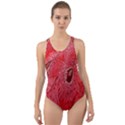 Red Peacock Floral Embroidered Long Qipao Traditional Chinese Cheongsam Mandarin Cut-Out Back One Piece Swimsuit View1