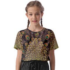 Peacock Feathers Wheel Plumage Kids  Basic T-shirt by Ket1n9