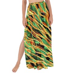 Unusual Peacock Drawn With Flame Lines Maxi Chiffon Tie-up Sarong by Ket1n9