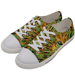 Unusual Peacock Drawn With Flame Lines Men s Low Top Canvas Sneakers by Ket1n9