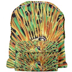 Unusual Peacock Drawn With Flame Lines Giant Full Print Backpack by Ket1n9