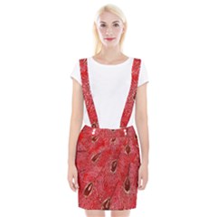 Red Peacock Floral Embroidered Long Qipao Traditional Chinese Cheongsam Mandarin Braces Suspender Skirt by Ket1n9