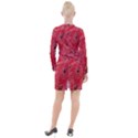 Red Peacock Floral Embroidered Long Qipao Traditional Chinese Cheongsam Mandarin Button Long Sleeve Dress View2