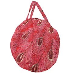 Red Peacock Floral Embroidered Long Qipao Traditional Chinese Cheongsam Mandarin Giant Round Zipper Tote by Ket1n9