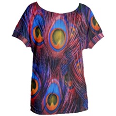 Pretty Peacock Feather Women s Oversized T-shirt by Ket1n9