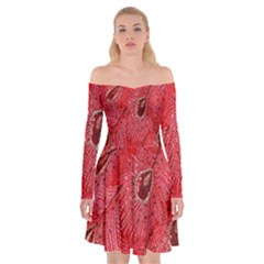 Red Peacock Floral Embroidered Long Qipao Traditional Chinese Cheongsam Mandarin Off Shoulder Skater Dress by Ket1n9