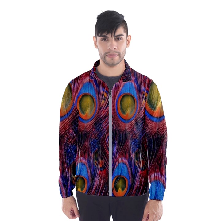 Pretty Peacock Feather Men s Windbreaker