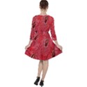 Red Peacock Floral Embroidered Long Qipao Traditional Chinese Cheongsam Mandarin Quarter Sleeve Ruffle Waist Dress View2