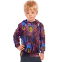 Pretty Peacock Feather Kids  Hooded Pullover View1