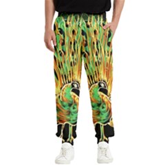 Unusual Peacock Drawn With Flame Lines Men s Elastic Waist Pants