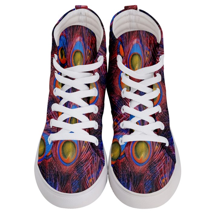 Pretty Peacock Feather Men s Hi-Top Skate Sneakers