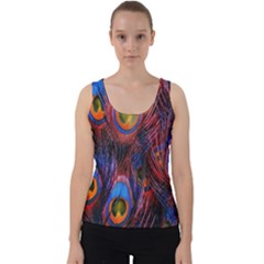 Pretty Peacock Feather Velvet Tank Top by Ket1n9