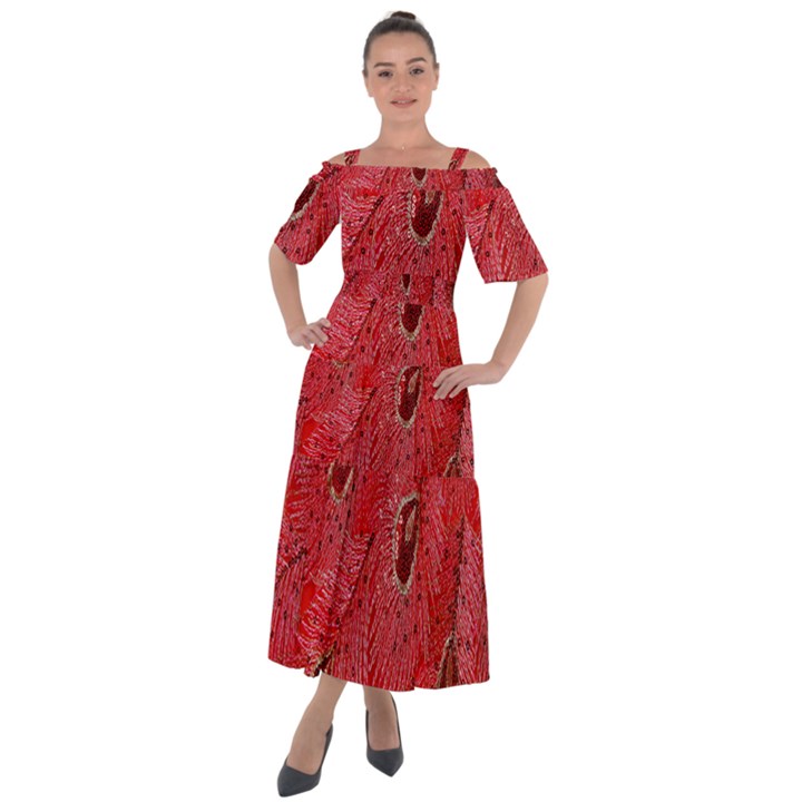 Red Peacock Floral Embroidered Long Qipao Traditional Chinese Cheongsam Mandarin Shoulder Straps Boho Maxi Dress 