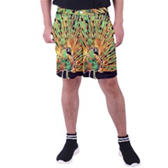 Unusual Peacock Drawn With Flame Lines Men s Pocket Shorts by Ket1n9