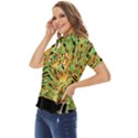 Unusual Peacock Drawn With Flame Lines Women s Short Sleeve Double Pocket Shirt View3