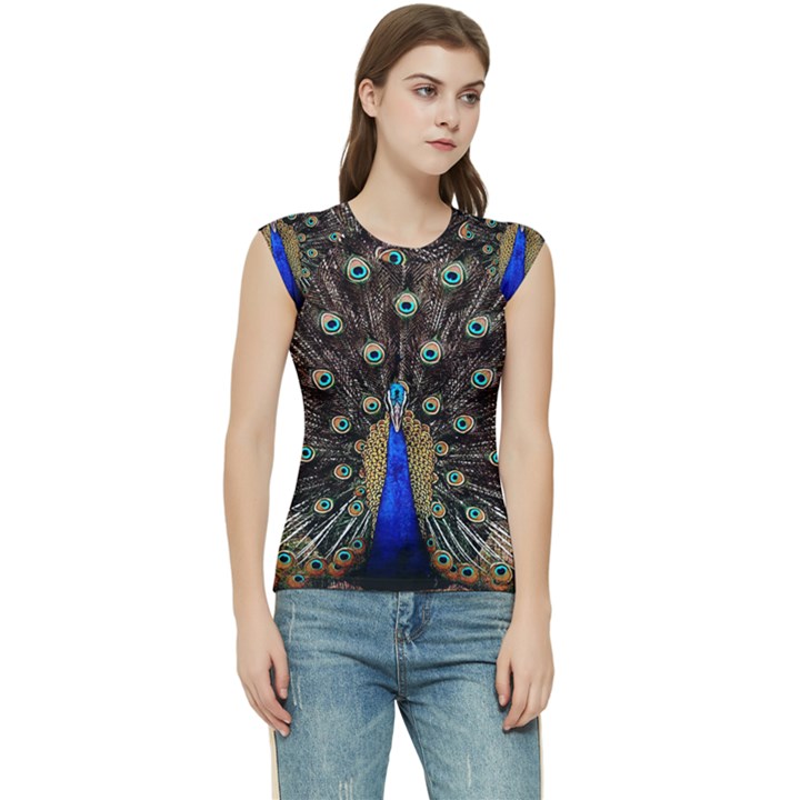 Peacock Women s Raglan Cap Sleeve T-Shirt