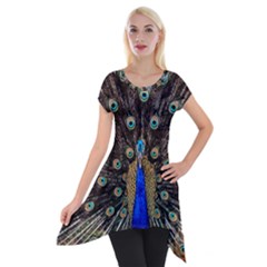 Peacock Short Sleeve Side Drop Tunic by Ket1n9