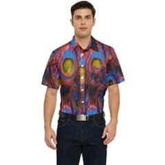 Pretty Peacock Feather Men s Short Sleeve Pocket Shirt  by Ket1n9