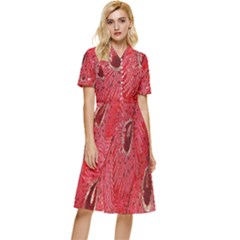 Red Peacock Floral Embroidered Long Qipao Traditional Chinese Cheongsam Mandarin Button Top Knee Length Dress by Ket1n9