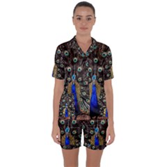 Peacock Satin Short Sleeve Pajamas Set by Ket1n9