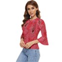 Red Peacock Floral Embroidered Long Qipao Traditional Chinese Cheongsam Mandarin Bell Sleeve Top View2