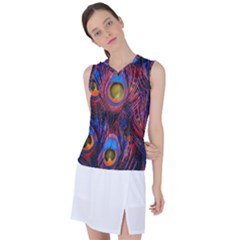 Pretty Peacock Feather Women s Sleeveless Sports Top by Ket1n9