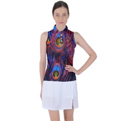 Pretty Peacock Feather Women s Sleeveless Polo T-shirt by Ket1n9