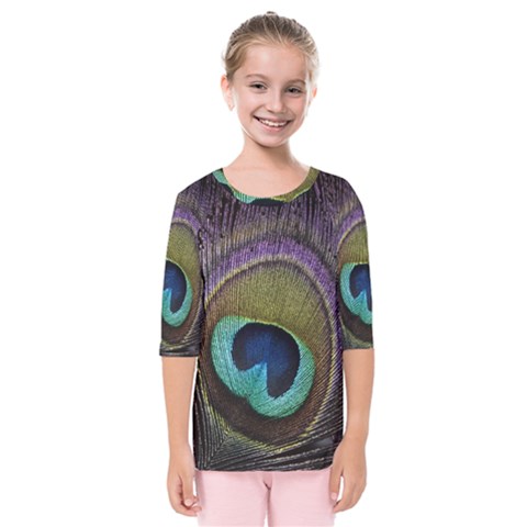 Peacock Feather Kids  Quarter Sleeve Raglan T-shirt by Ket1n9