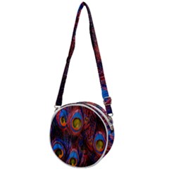 Pretty Peacock Feather Crossbody Circle Bag by Ket1n9