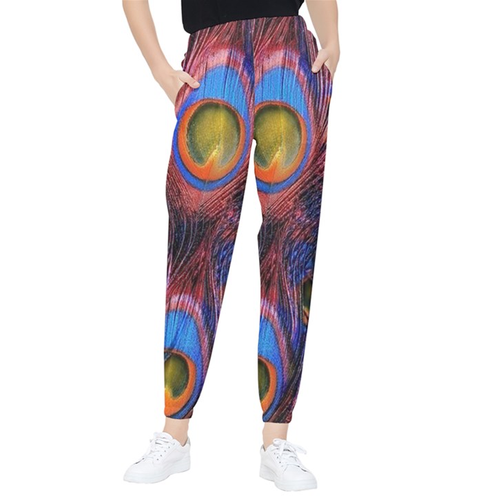 Pretty Peacock Feather Women s Tapered Pants