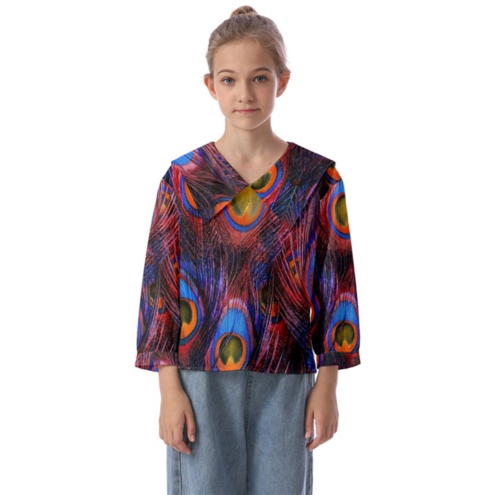 Pretty Peacock Feather Kids  Sailor Shirt