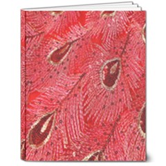 Red Peacock Floral Embroidered Long Qipao Traditional Chinese Cheongsam Mandarin 8  X 10  Hardcover Notebook by Ket1n9