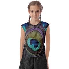 Peacock Feather Kids  Raglan Cap Sleeve T-shirt by Ket1n9