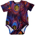 Pretty Peacock Feather Baby Short Sleeve Bodysuit View1