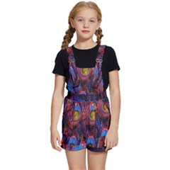 Pretty Peacock Feather Kids  Short Overalls by Ket1n9